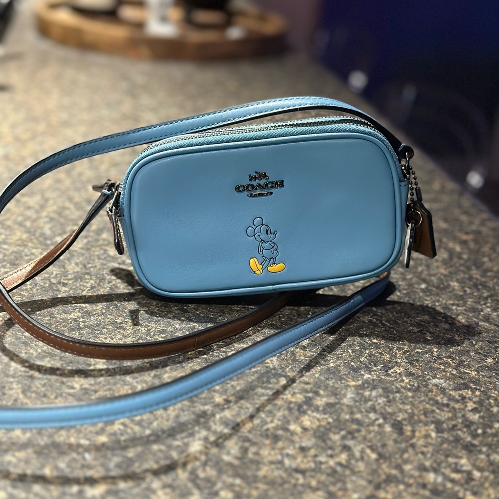 Limited Edition Coach Blue Crossbody Bag with Disney Charm